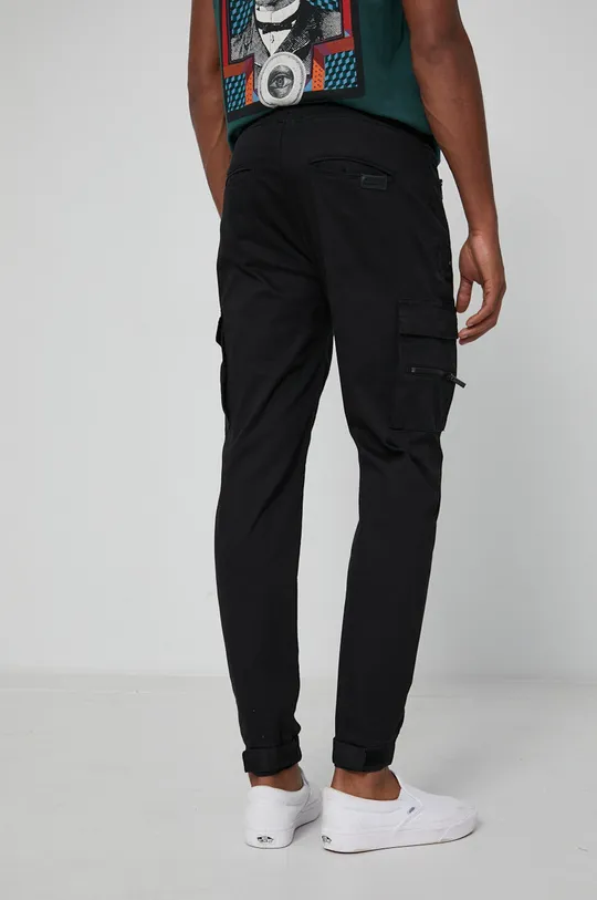 czarny Spodnie z gładkiej tkaniny męskie czarne