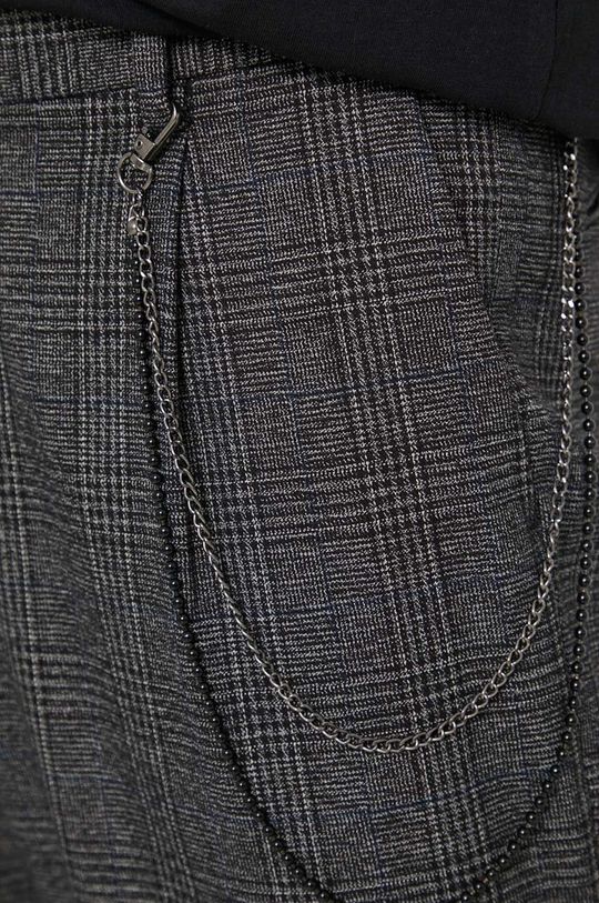 czarny Spodnie męskie z tkaniny w kratę czarne