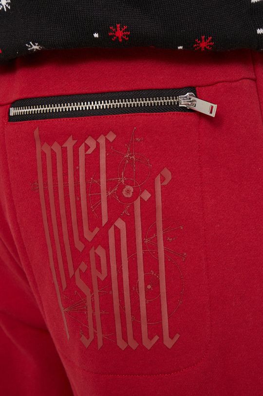 Spodnie dresowe męskie z nadrukiem czerwone Męski