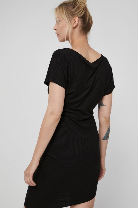 Asymetryczna sukienka damska z marszczeniami czarna 5 % Elastan, 95 % Wiskoza