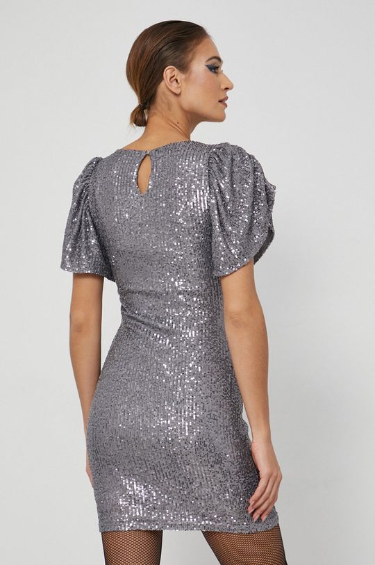 Sukienka z aplikacjami srebrna 100 % Poliester