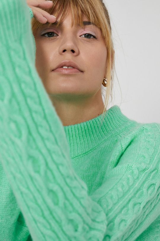jasny zielony Sweter z domieszką wełny damski zielony Damski