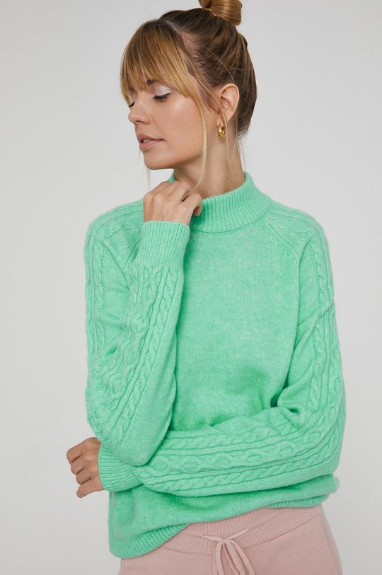 jasny zielony Sweter z domieszką wełny damski zielony