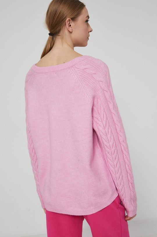 Sweter z domieszką wełny damski różowy 38 % Akryl, 54 % Poliamid, 8 % Wełna