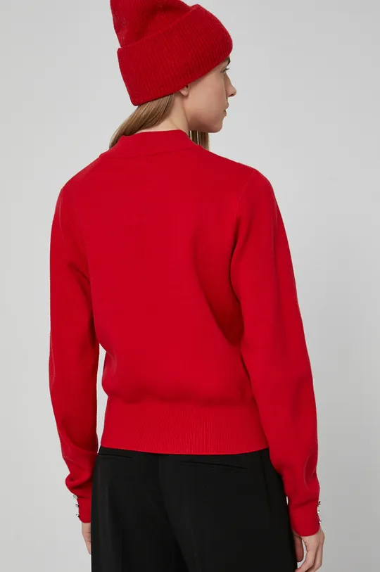 Sweter damski z półgolfem czerwony 22 % Poliamid, 28 % Poliester, 50 % Wiskoza
