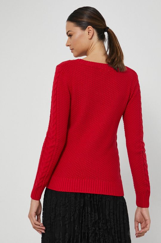 Sweter damski z dzianiny czerwony 40 % Akryl, 60 % Bawełna