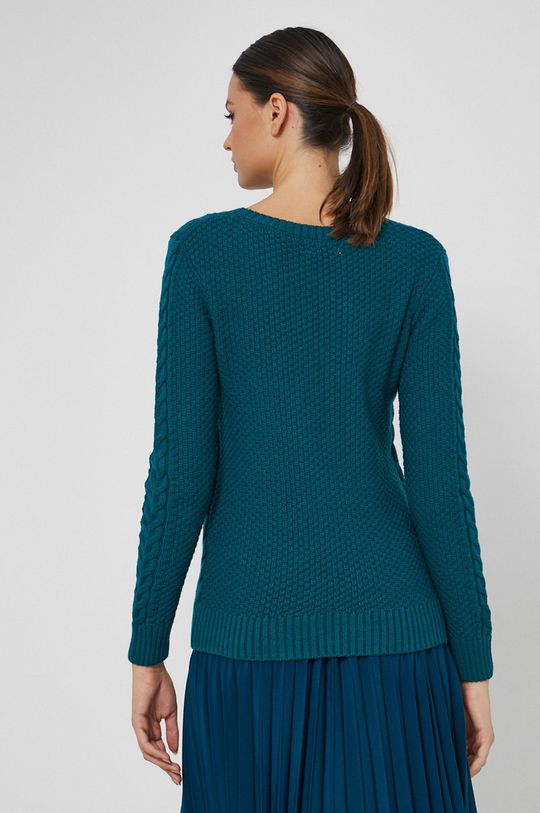 Sweter damski z dzianiny zielony 40 % Akryl, 60 % Bawełna