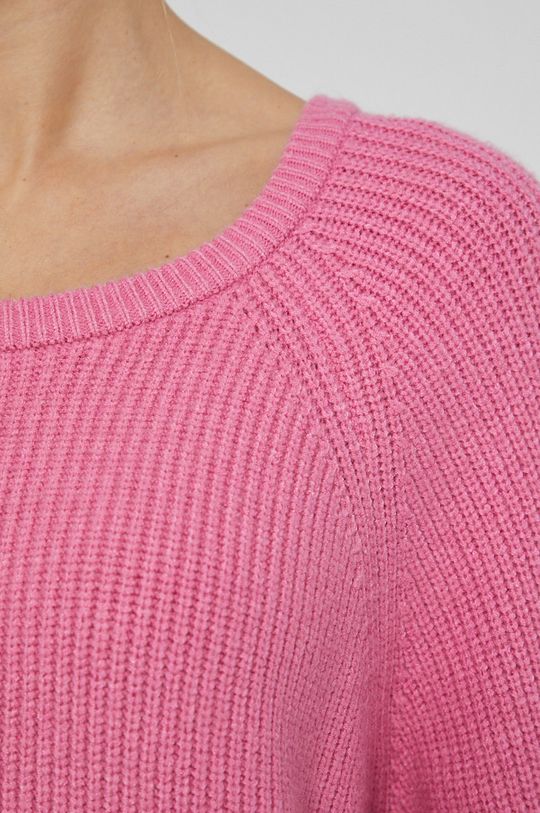 Sweter z gładkiej dzianiny damski różowy Damski