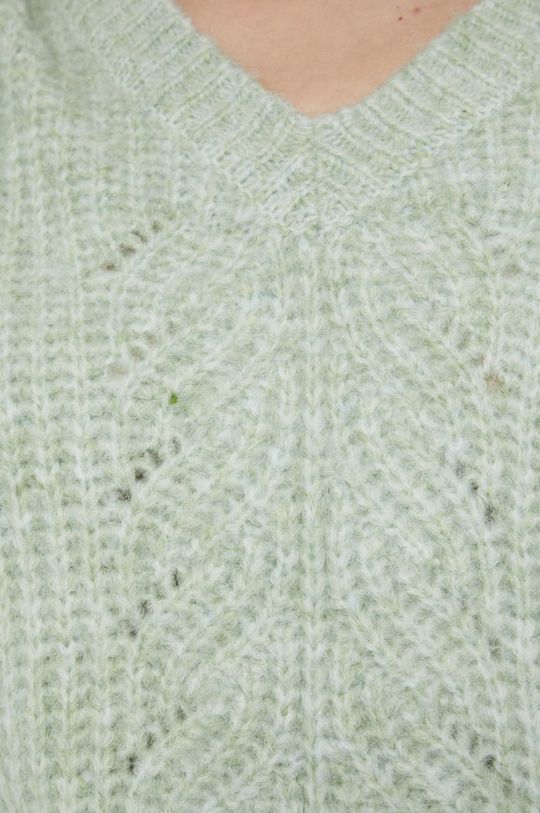 Sweter z gładkiej dzianiny damski zielony