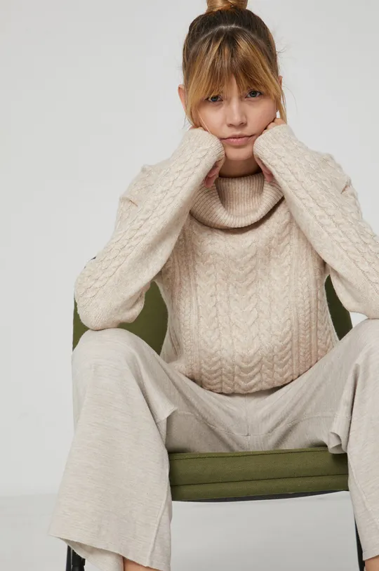 beżowy Medicine - Sweter z domieszką wełny Comfort Zone Damski