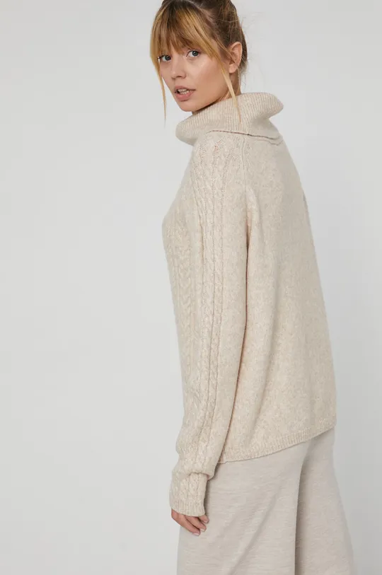 Sweter z domieszką wełny damski beżowy 38 % Akryl, 54 % Poliamid, 8 % Wełna