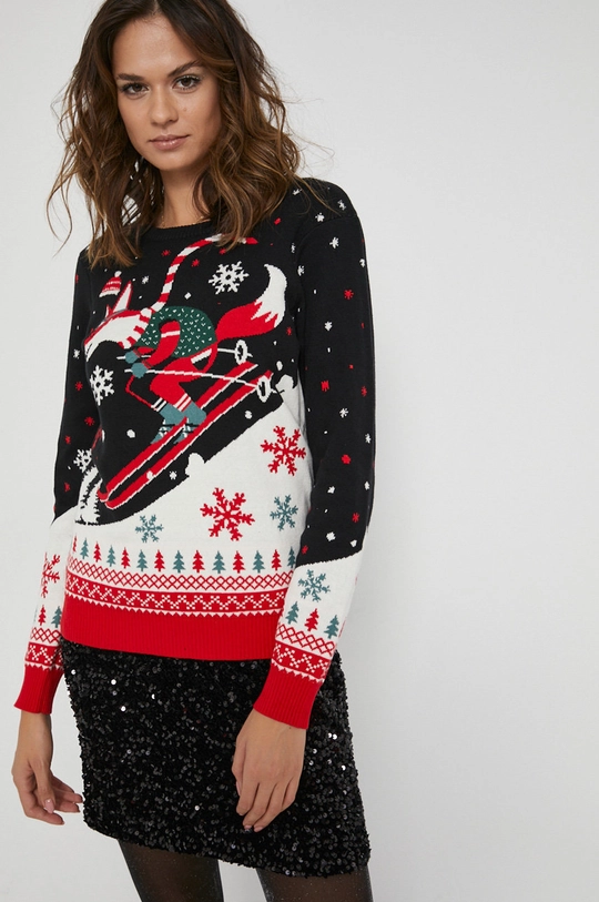 Sweter damski z kolekcji Deer Santa czarny czarny