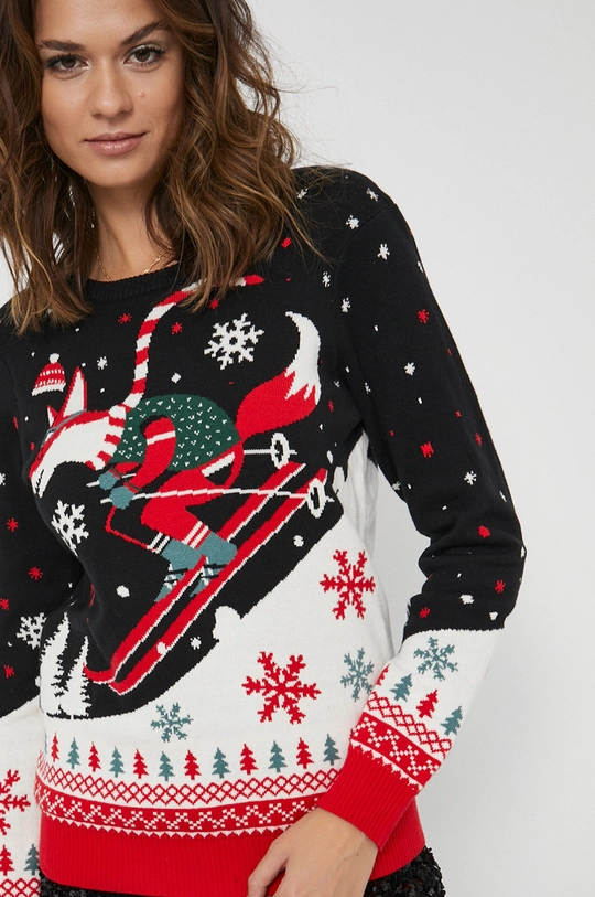 Sweter damski z kolekcji Deer Santa czarny Damski