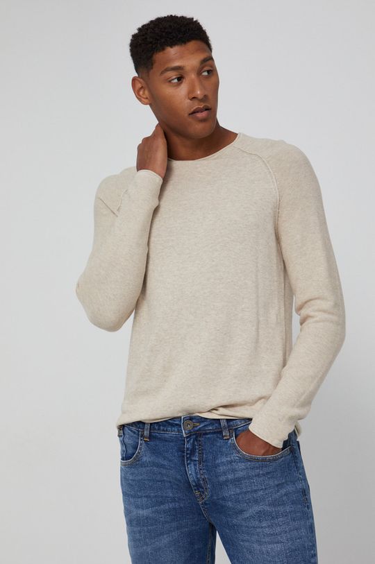 Sweter bawełniany męski beżowy kremowy