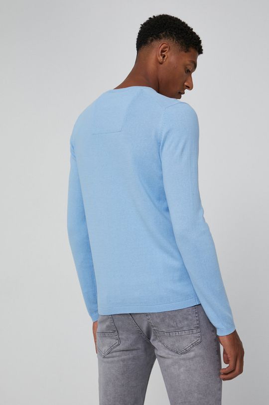 Sweter męski  z bawełnianej dzianiny niebieski 100 % Bawełna