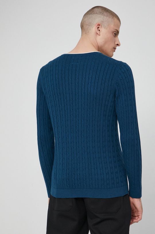 Sweter bawełniany męski turkusowy 100 % Bawełna