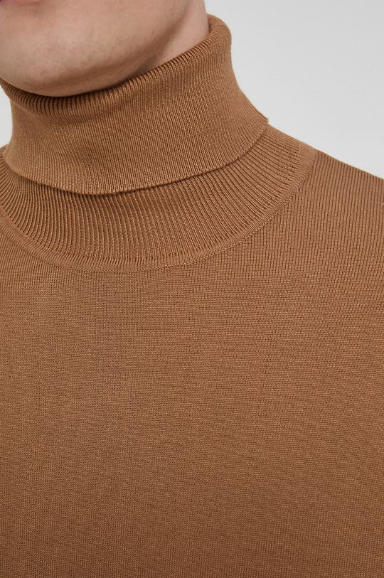 Sweter z golfem męski brązowy Męski