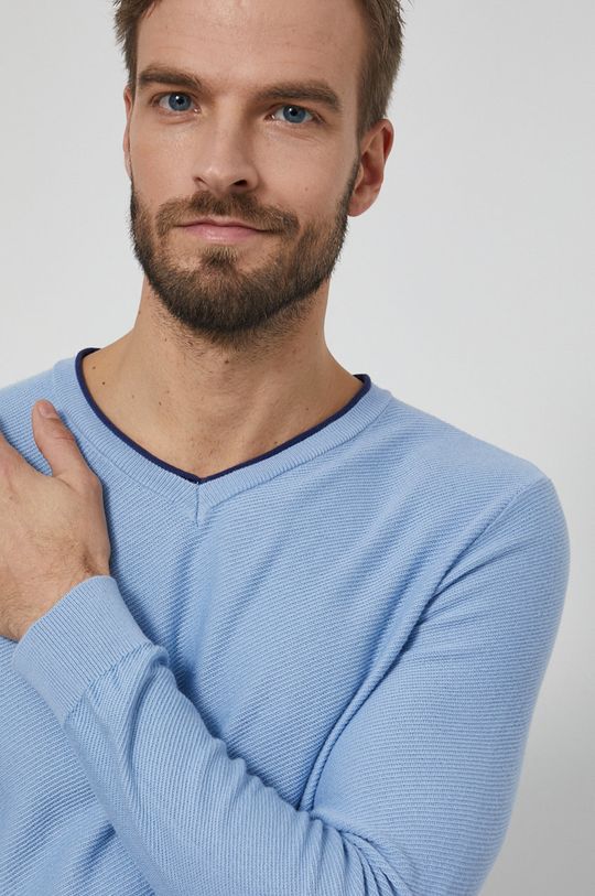 jasny niebieski Sweter bawełniany męski niebieski