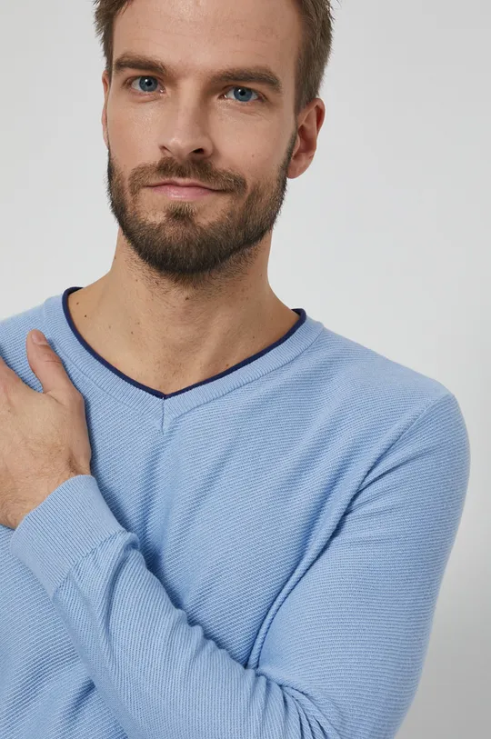 modrá Bavlnený sveter pánsky Basic