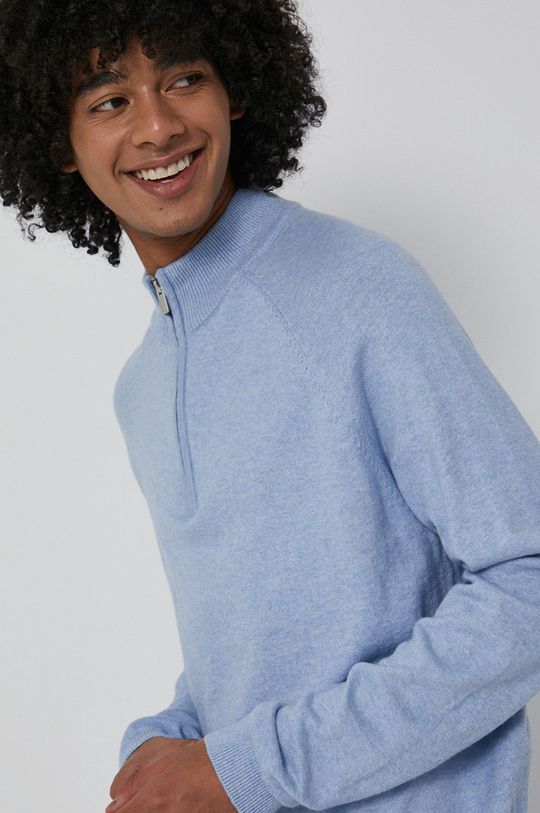 jasny niebieski Sweter z domieszką wełny męski niebieski