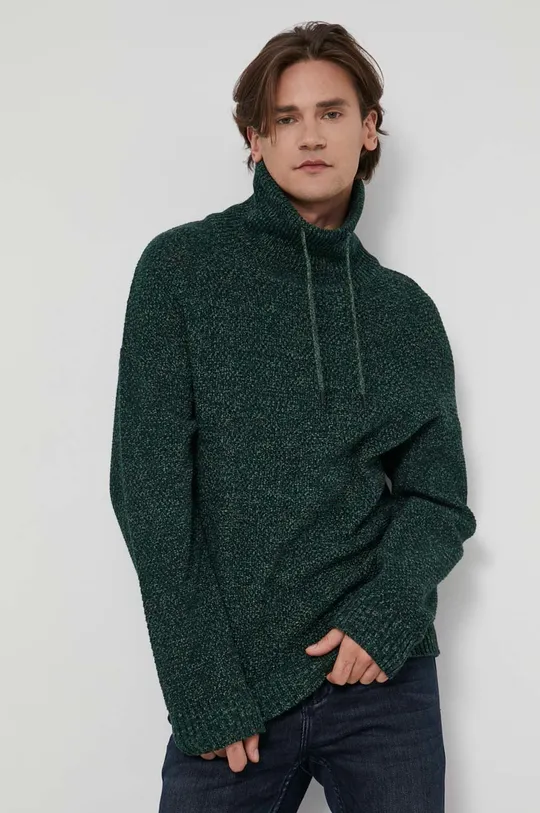 zelená Bavlnený sveter pánsky Essential Pánsky