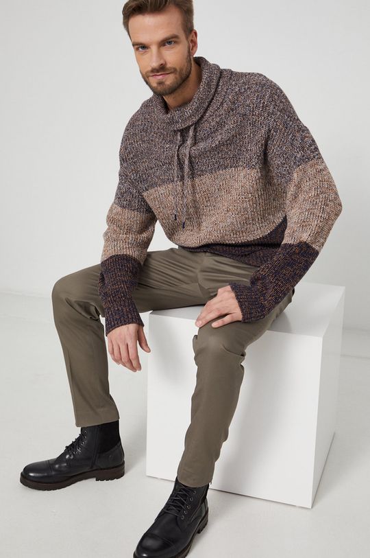 Sweter bawełniany męski brązowy Męski