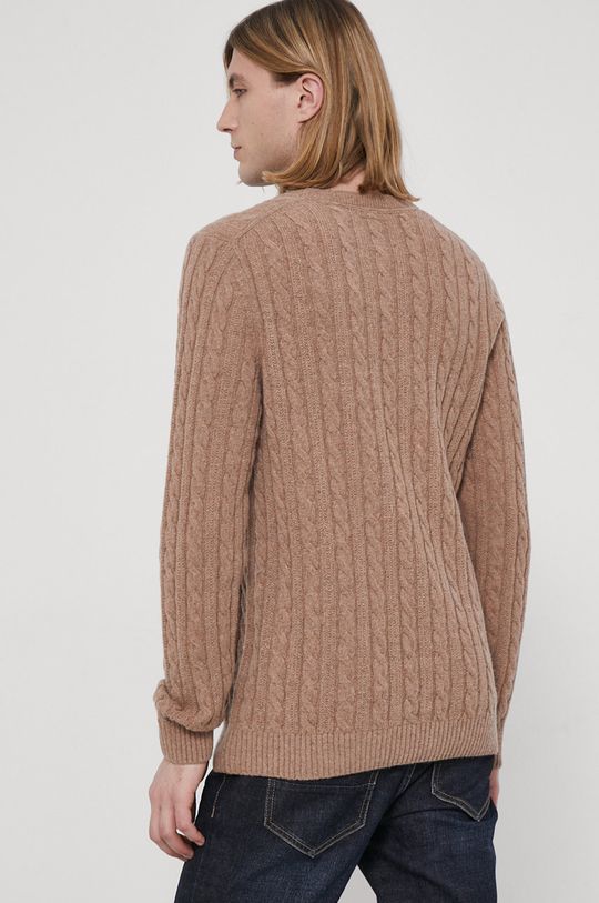 Sweter wełniany męski brązowy 14 % Poliamid, 72 % Wełna, 14 % Wiskoza
