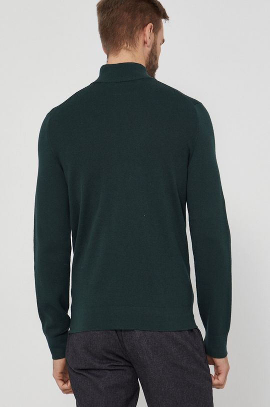 Sweter bawełniany z półgolfem męski zielony 100 % Bawełna