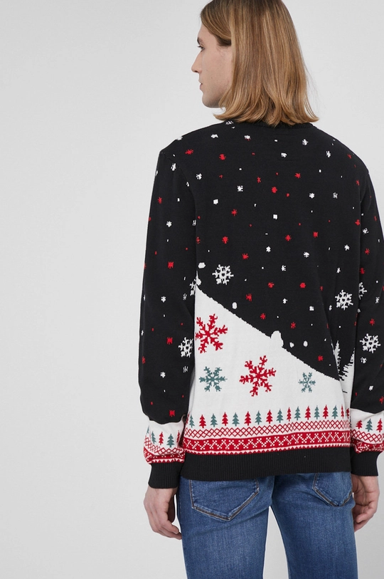 Sweter męski z kolekcji Deer Santa czarny 40 % Akryl, 60 % Bawełna