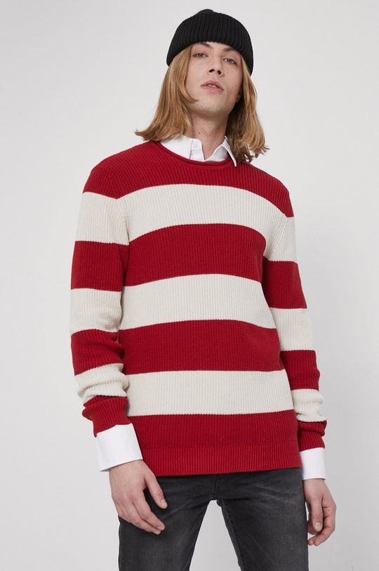 czerwony Sweter bawełniany męski czerwony Męski