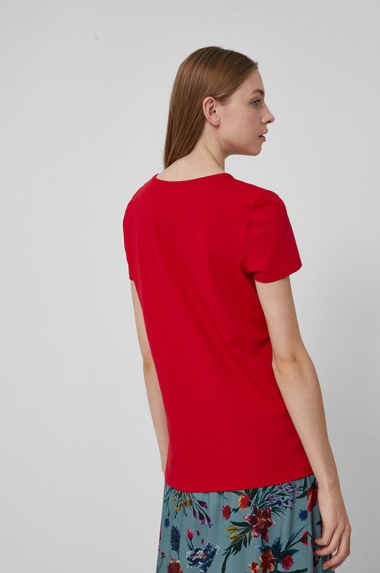 T-shirt damski z bawełny organicznej czerwony <p>95 % Bawełna organiczna, 5 % Elastan</p>