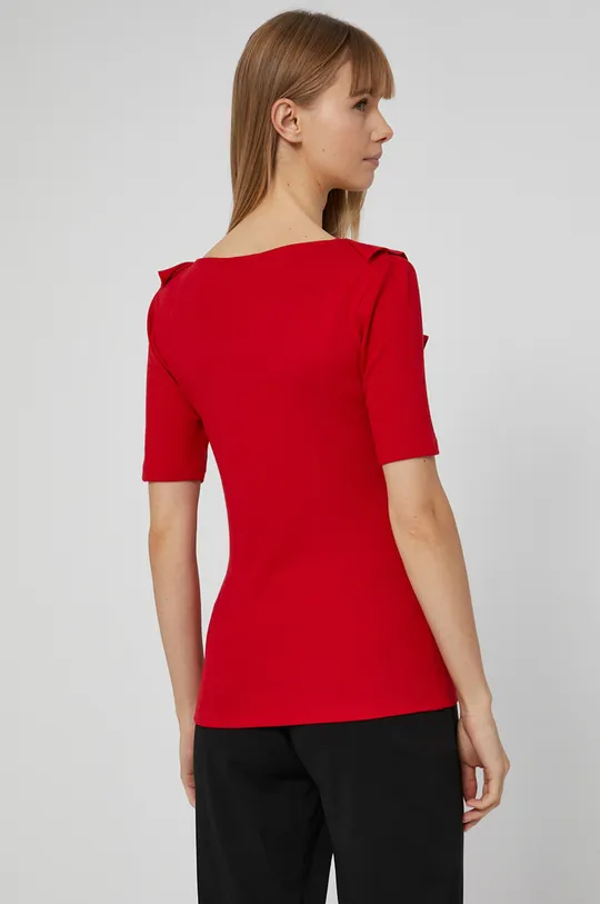T-shirt damski czerwony 60 % Bawełna, 5 % Elastan, 35 % Wiskoza