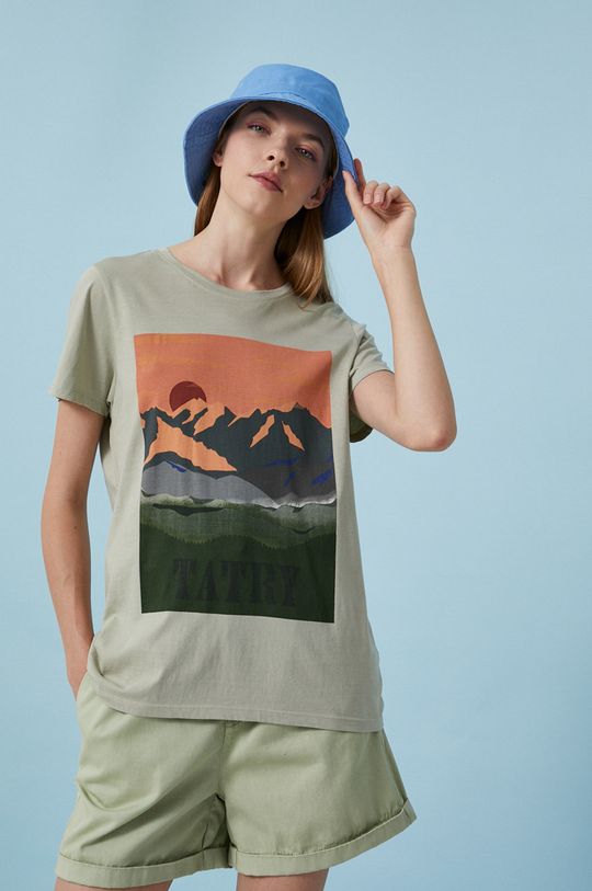 jasny zielony T-shirt damski by Justyna Frąckiewicz, Summer Posters zielony Damski