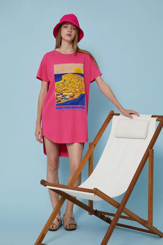 różowy T-shirt damski by Ewelina Gąska, Summer Posters różowy Damski