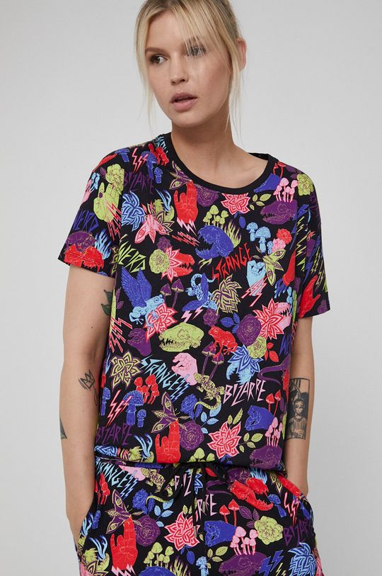 T-shirt damski z bawełny organicznej multicolor