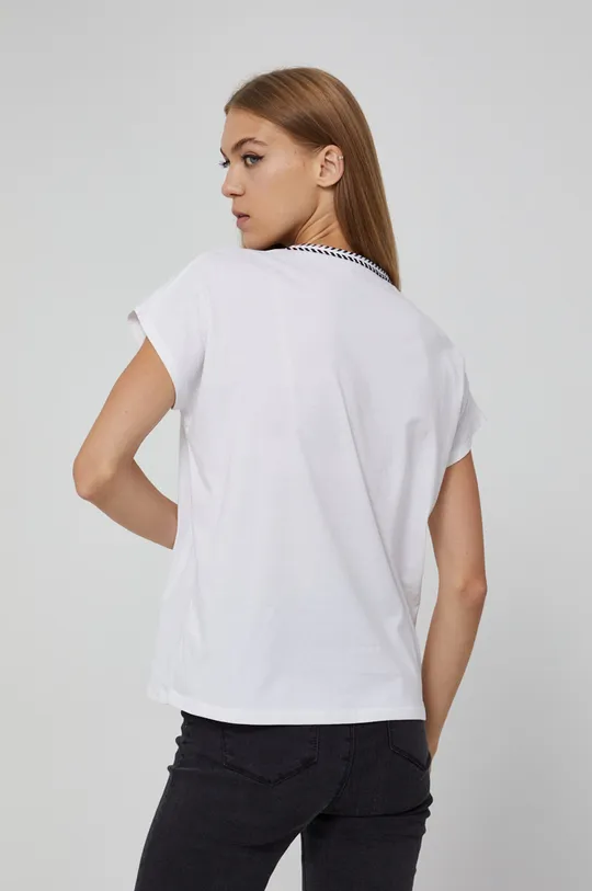 T-shirt bawełniany z nadrukiem damski biały 100 % Bawełna