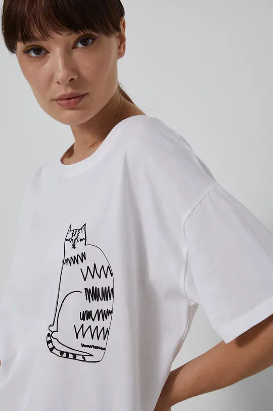 T-shirt damski z bawełny organicznej by Agnieszka Gajos Grafika Polska biały