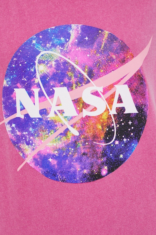 T-shirt bawełniany damski z nadrukiem Nasa różowy Damski