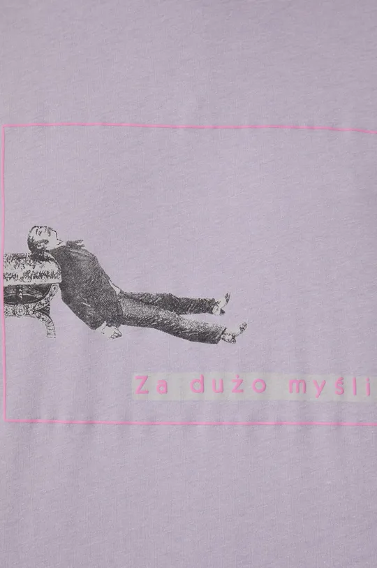 T-shirt bawełniany damski fioletowy z kolekcji Możliwości - Fundacja Wisławy Szymborskiej