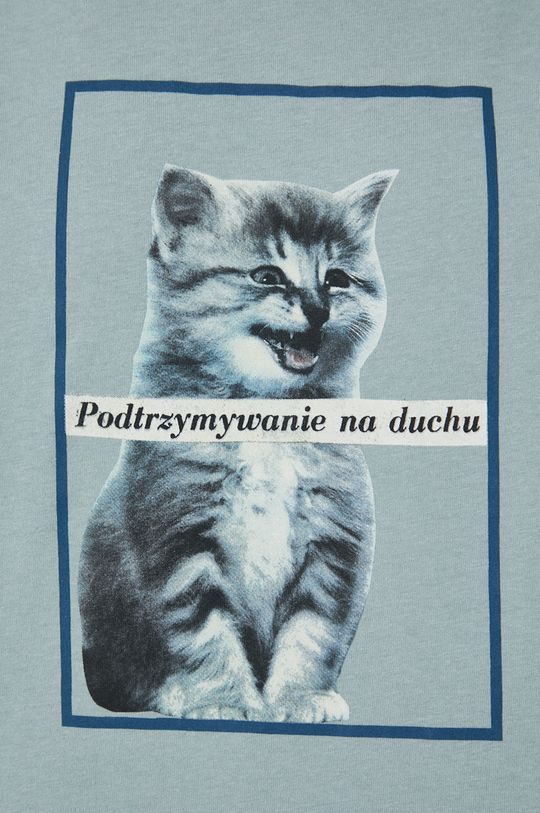 T-shirt bawełniany damski turkusowy z kolekcji Możliwości - Fundacja Wisławy Szymborskiej