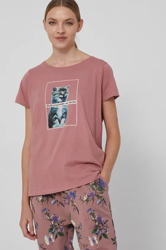 ružová Bavlnené tričko z kolekcie Možnosti - Nadácia Wislawy Szymborskej