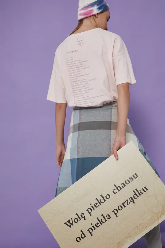 ružová Bavlnené tričko dámsky z kolekcie Možnosti - Nadácia Wislawy Szymborskej Dámsky