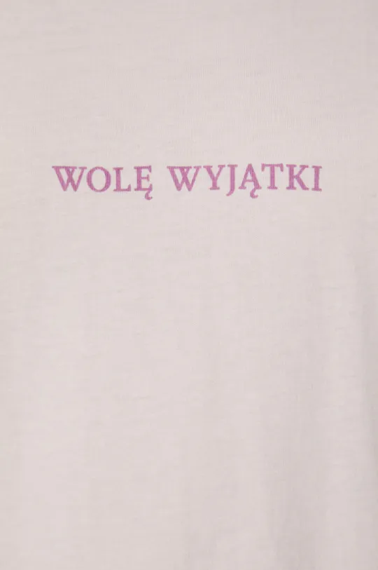 T-shirt bawełniany damski różowy z kolekcji Możliwości - Fundacja Wisławy Szymborskiej
