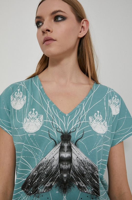 blady turkusowy Medicine - T-shirt bawełniany by Natalia Szwed