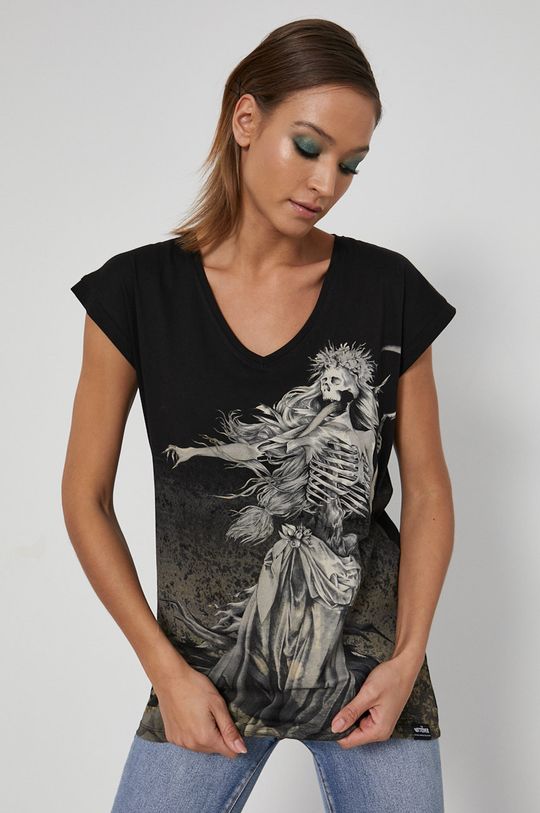 czarny T-shirt bawełniany damski z kolekcji The Witcher czarny