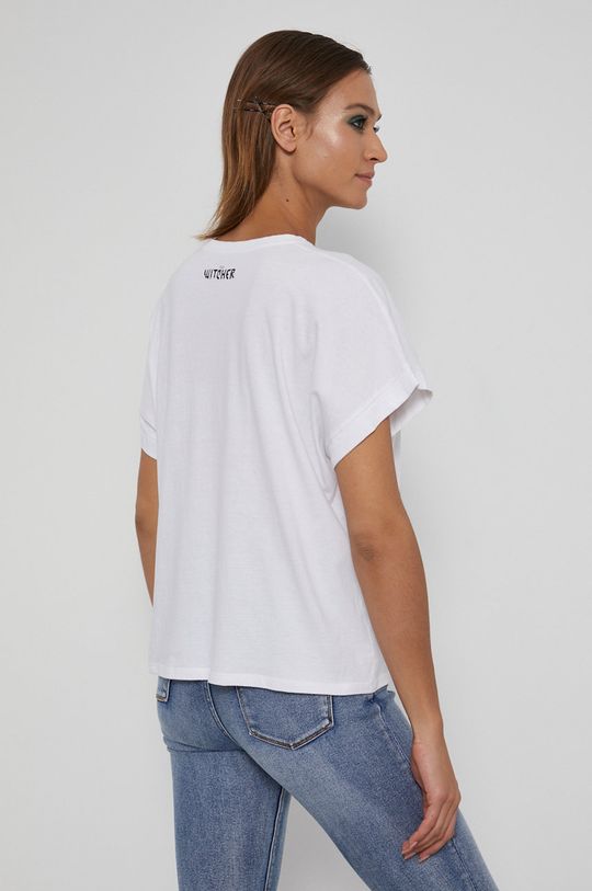 T-shirt bawełniany damski z kolekcji The Witcher biały 100 % Bawełna