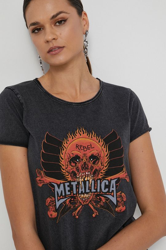 szary T-shirt bawełniany damski Metallica szary
