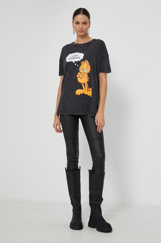 T-shirt bawełniany damski Garfield szary szary