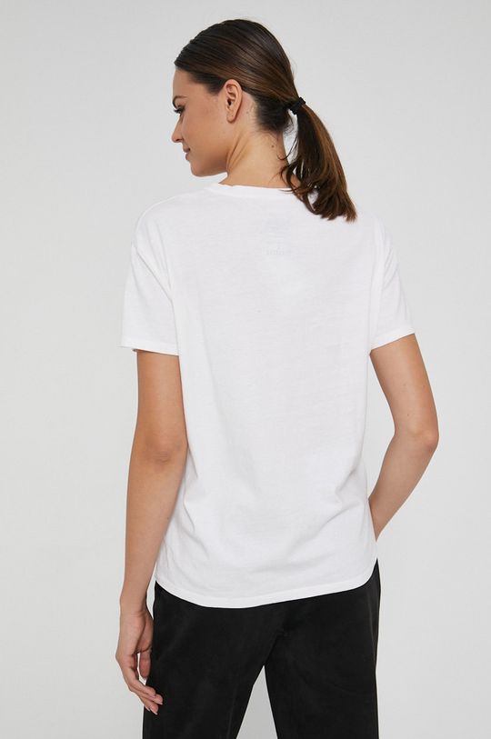 T-shirt bawełniany z kolekcji Design by Śliwka Nałęczowska damski biały 100 % Bawełna