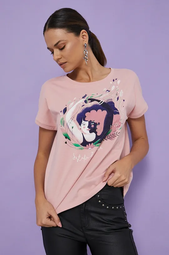różowy Medicine - T-shirt bawełniany Design by Śliwka Nałęczowska Damski